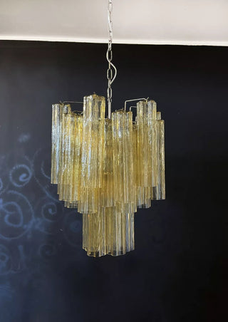 Tronchi Tiered White Swirl Glass Chandelier
