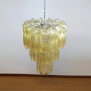 Tronchi Tiered White Swirl Glass Chandelier