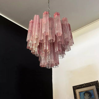 Tronchi Tiered White Swirl Glass Chandelier