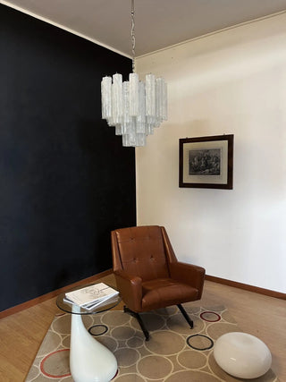 Tronchi Tiered White Swirl Glass Chandelier