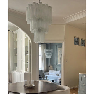 Tronchi Tiered White Swirl Glass Chandelier