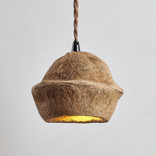 Tropical Tranquility Organic Rustic Monkey Bowl Tree Fruit Shell Pendant Light