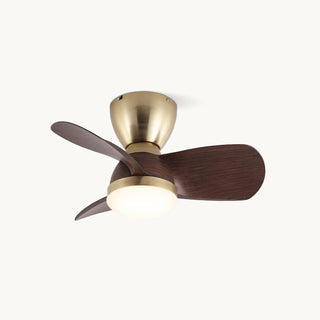 Vega Low-Profile Brass Wood Ceiling Fan Light