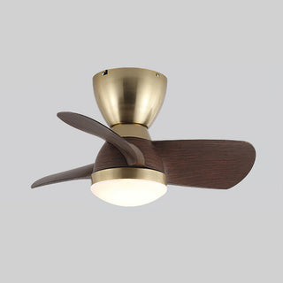 Vega Low-Profile Brass Wood Ceiling Fan Light