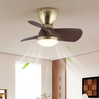 Vega Low-Profile Brass Wood Ceiling Fan Light