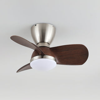 Vega Low-Profile Brass Wood Ceiling Fan Light