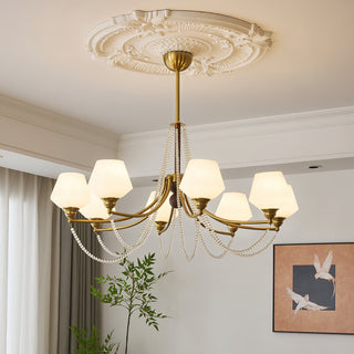 Tuileries Brass Dark Wood 8-Light Chandelier