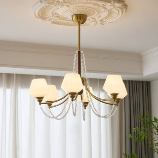Tuileries Brass Dark Wood 8-Light Chandelier