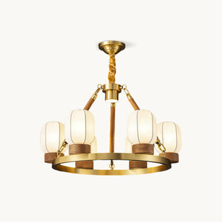 Upton Modern Brass Wood Chandelier