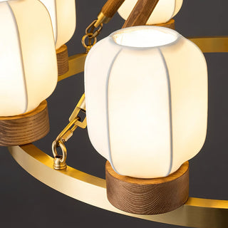 Upton Modern Brass Wood Chandelier