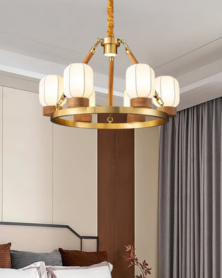 Upton Modern Brass Wood Chandelier
