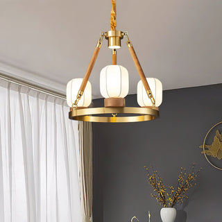 Upton Modern Brass Wood Chandelier
