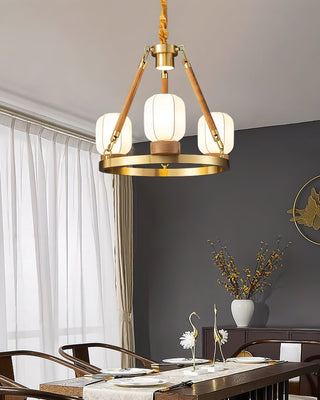 Upton Modern Brass Wood Chandelier
