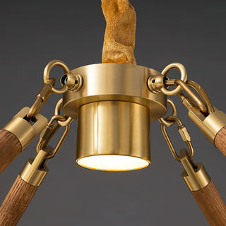 Upton Modern Brass Wood Chandelier
