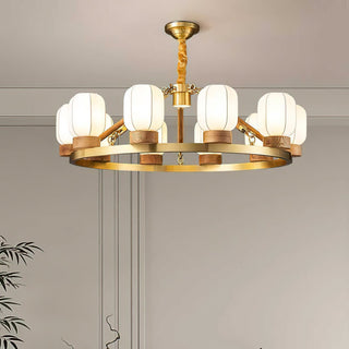 Upton Modern Brass Wood Chandelier