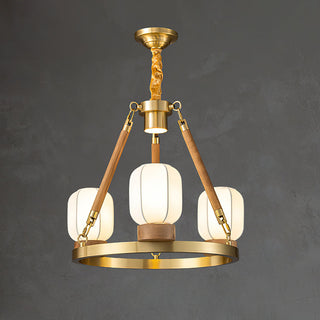 Upton Modern Brass Wood Chandelier