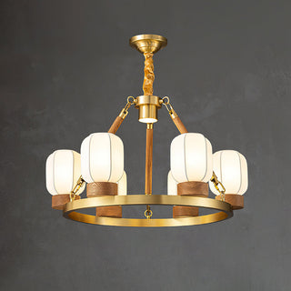 Upton Modern Brass Wood Chandelier