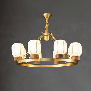 Upton Modern Brass Wood Chandelier