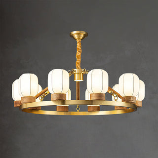 Upton Modern Brass Wood Chandelier