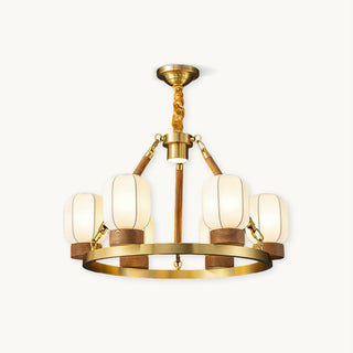 Upton Modern Brass Wood Chandelier