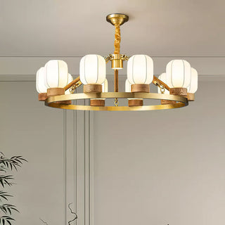 Upton Modern Brass Wood Chandelier