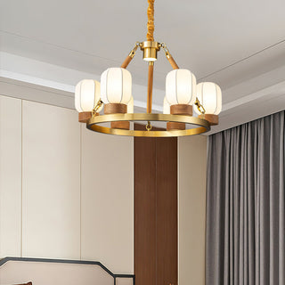 Upton Modern Brass Wood Chandelier