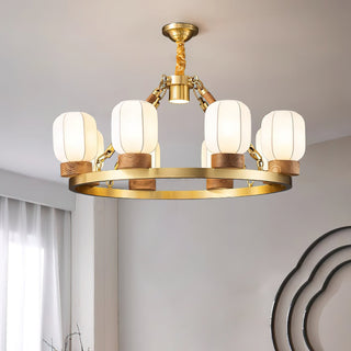 Upton Modern Brass Wood Chandelier