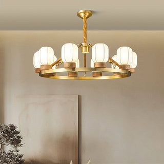Upton Modern Brass Wood Chandelier