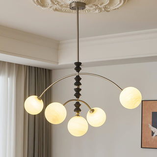 Valentina Brushed Nickel Wood Chandelier