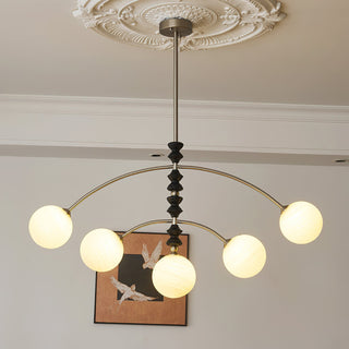 Valentina Brushed Nickel Wood Chandelier