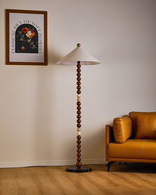Jasper Bohemian Wood & Fabric Floor Lamp