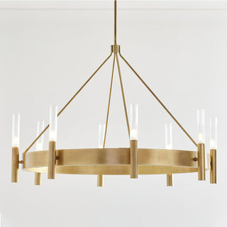 Velestino Antique Brass Clear Glass Chandelier