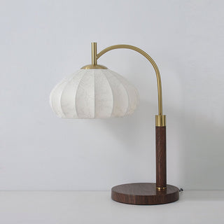 Arven Vintage Wood Brass Table Lamp