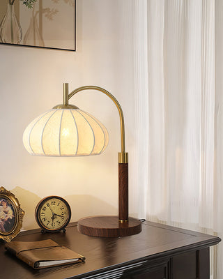 Arven Vintage Wood Brass Table Lamp