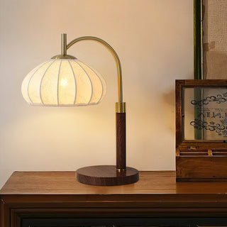 Arven Vintage Wood Brass Table Lamp