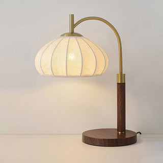 Arven Vintage Wood Brass Table Lamp