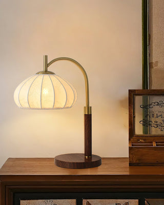 Arven Vintage Wood Brass Table Lamp