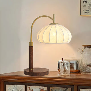Arven Vintage Wood Brass Table Lamp