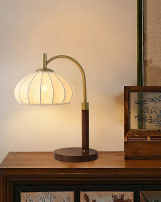 Arven Vintage Wood Brass Table Lamp