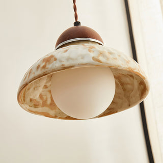 Wella Distressed Ceramic Wood Pendant Light