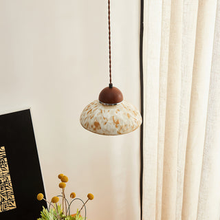 Wella Distressed Ceramic Wood Pendant Light