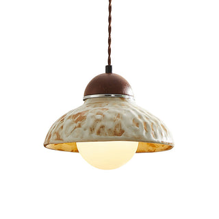 Wella Distressed Ceramic Wood Pendant Light
