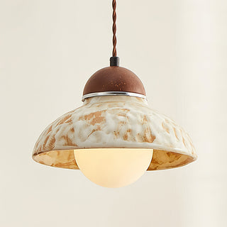 Wella Distressed Ceramic Wood Pendant Light