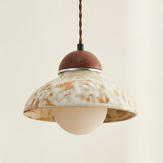 Wella Distressed Ceramic Wood Pendant Light