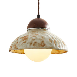 Wella Distressed Ceramic Wood Pendant Light