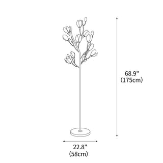 Porcelain Magnolia Floral Ceramics Floor Light