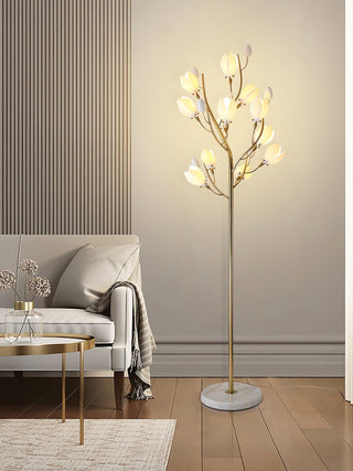Porcelain Magnolia Floral Ceramics Floor Light