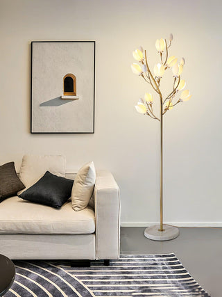 Porcelain Magnolia Floral Ceramics Floor Light