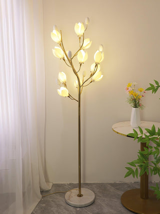 Porcelain Magnolia Floral Ceramics Floor Light