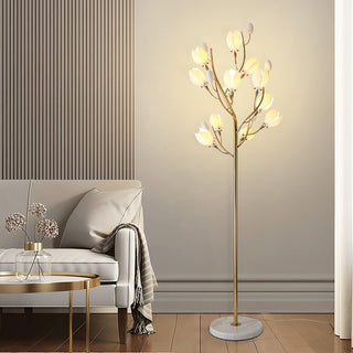Porcelain Magnolia Floral Ceramics Floor Light